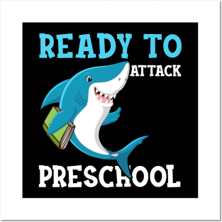 Kids Shark Ready To Attack preschool First Day of School Posters and Art